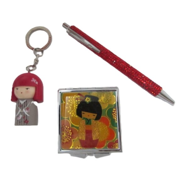 Asian Cosmetic Bag Gift Set with Kimmidoll Keychain & Harajukv Lover Scent NEW - Picture 5 of 7